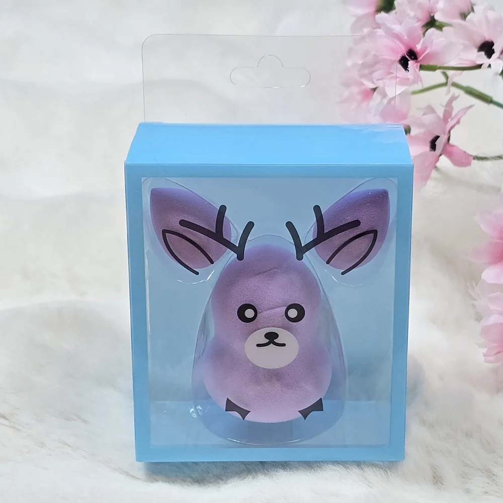 Purple Makeup Beauty Blender Set Cute Reindeer Three Piece Full Size & Mini New